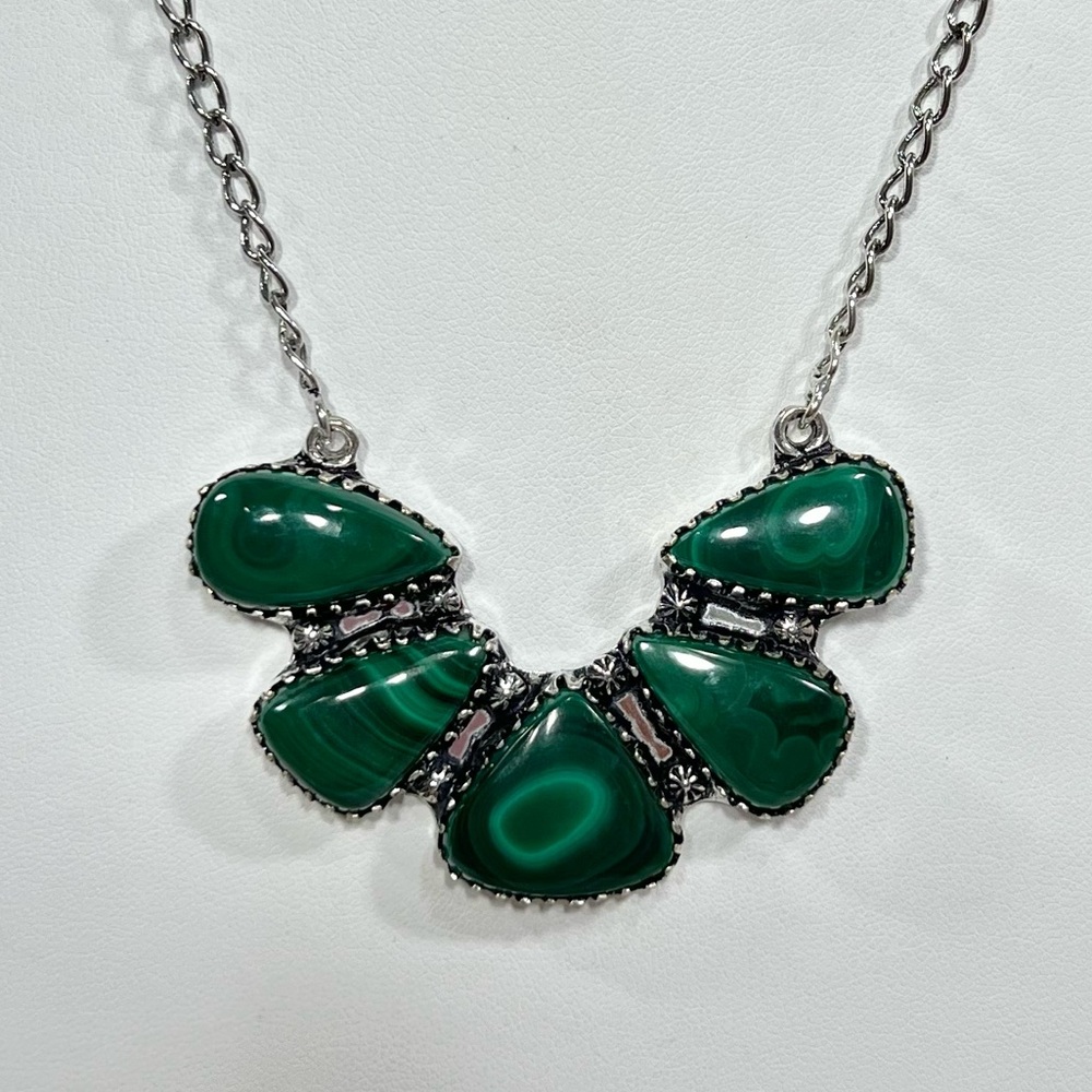 Malachite Vintage Style 925 Gemstone Multi Stone Necklace